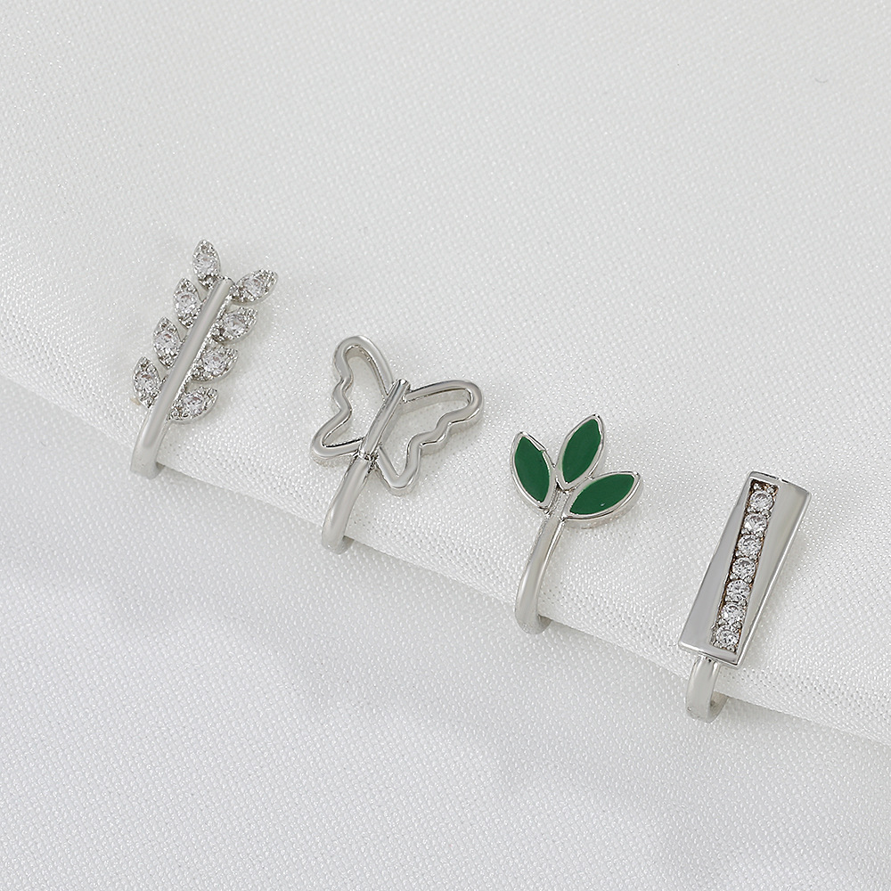 Cross-border non-perforated nose clip and nose ring from Europe and America, Amazon copper-inlaid zircon U-shaped leaf butterfly nose stud piercing accessory Application Scenario