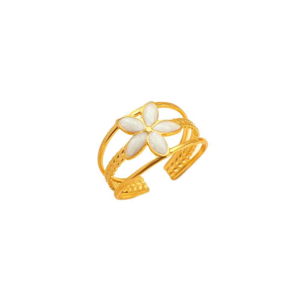 A simple white oil-dripping stainless steel ring from Europe and America for women, exuding a sense of light luxury and sophistication. It does not fade and is an oil-pressed open ring bracelet Item Picture