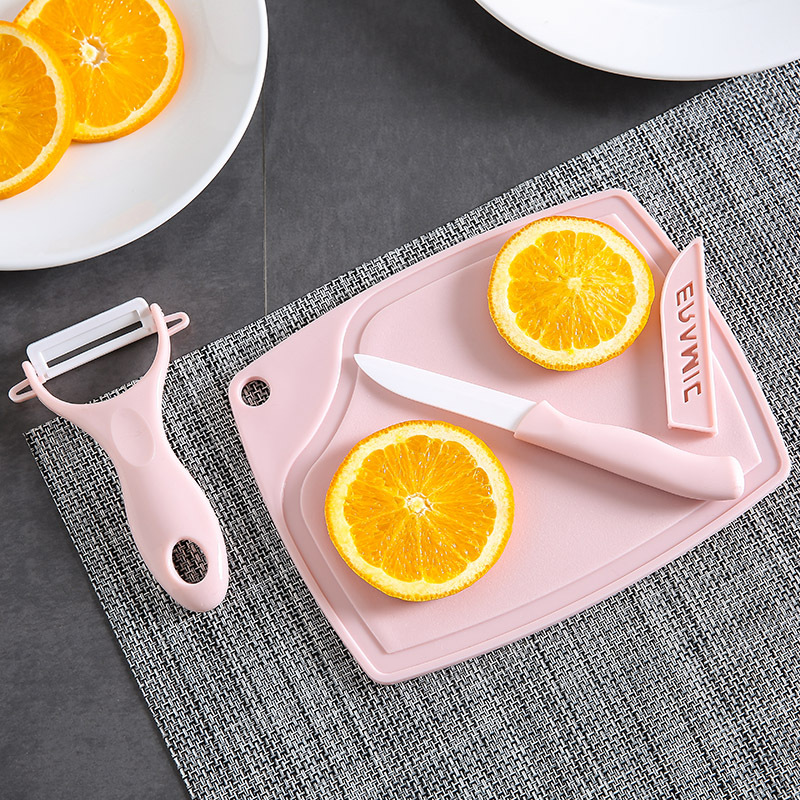 Three-piece ceramic fruit knife set, household multi-functional fruit knife, creative baby food knife, peeler knife details Picture