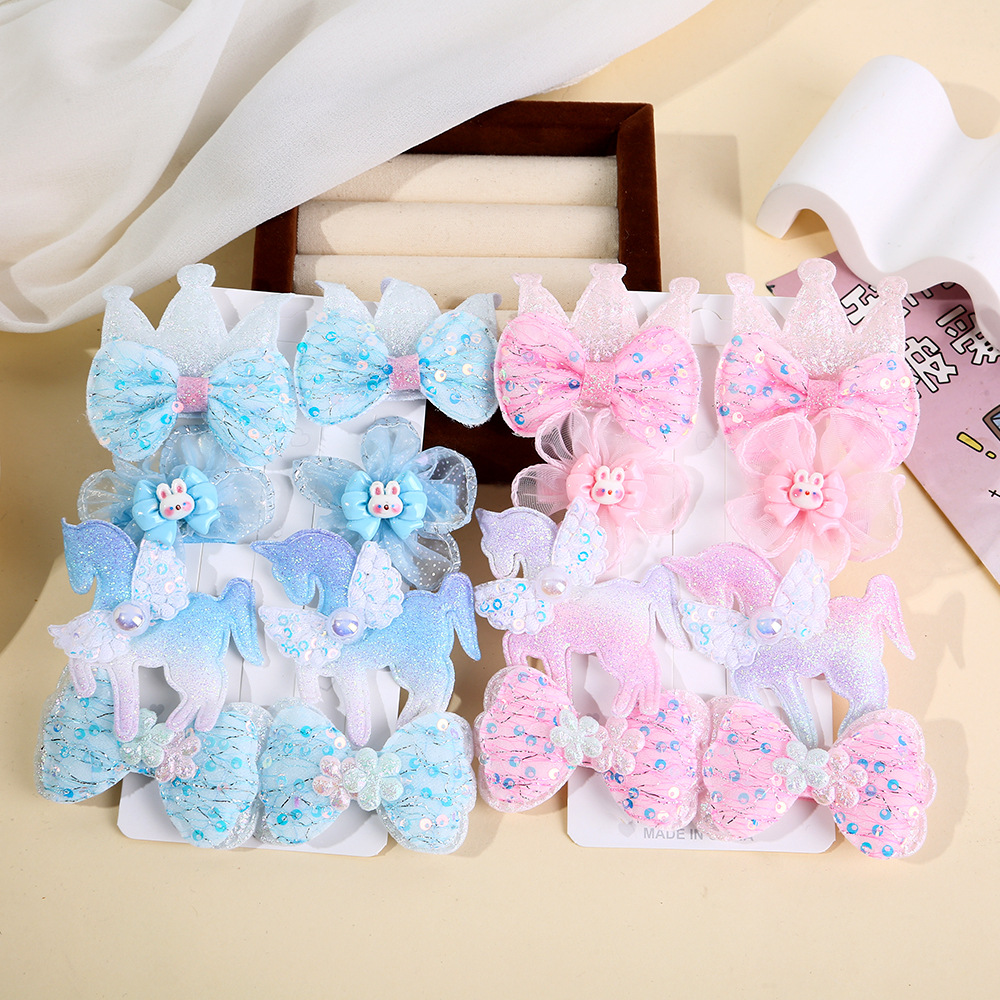 Children's bow flower hair clip headwear, baby fabric lace fringe clip, girls' and princesses' non-damaging hair clip details Picture
