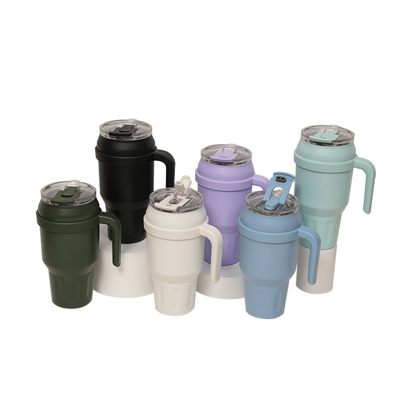 New cross-border solid-color 304 stainless steel insulated cup, portable handle, car cup, large-capacity ice cup Item Picture