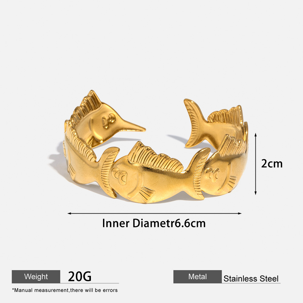 Wholesale of cross-border stainless steel bracelets from Europe and America, featuring a versatile and high-end look, exaggerated Marine creatures with small fish openings Application Scenario