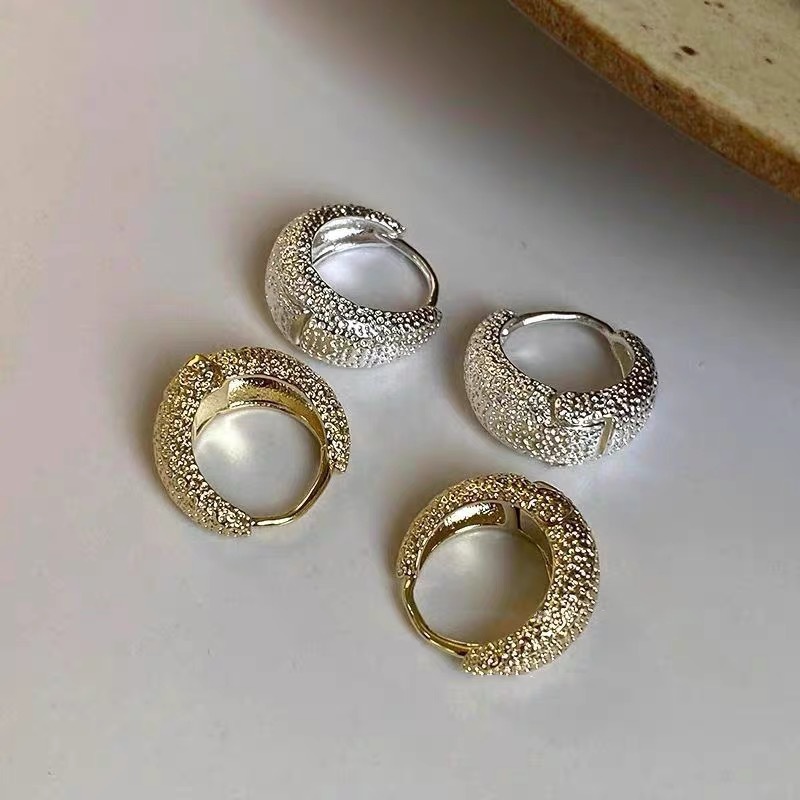 Metal cold frosted ear ring earrings, a new 2024 bestseller with a high-end feel, unique style and versatile earrings Specification drawing