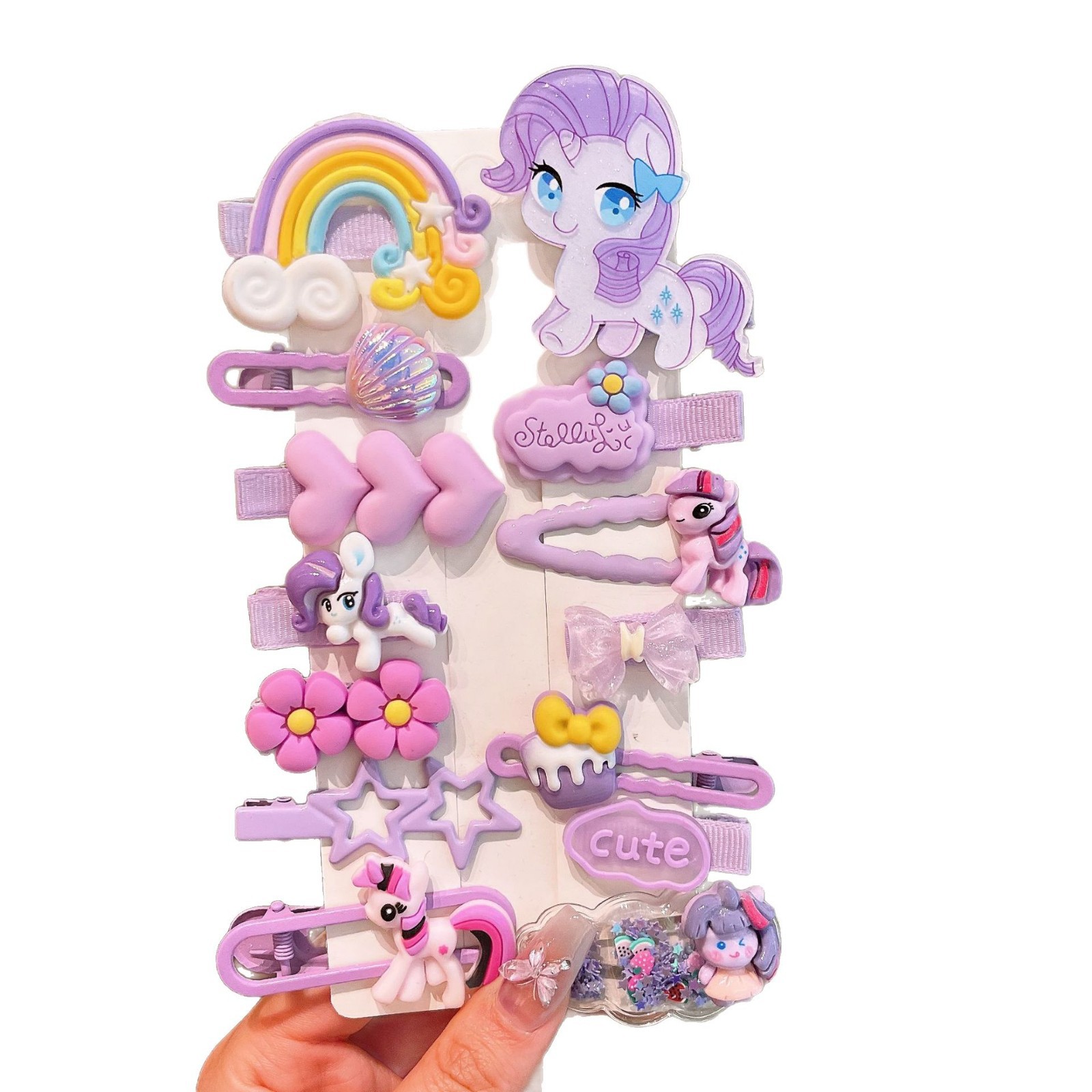 Cute little girl clips, little Pony hair clips, children's hair clips, headwear, girls' clips, super cute baby accessories Item Picture