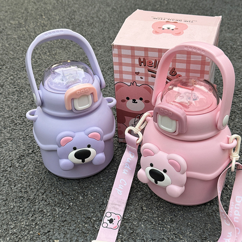 Thermos cups for men and women, portable, colorful stainless steel, fashionable water cups, exquisite, simple and fresh, disposable cups for children full figure
