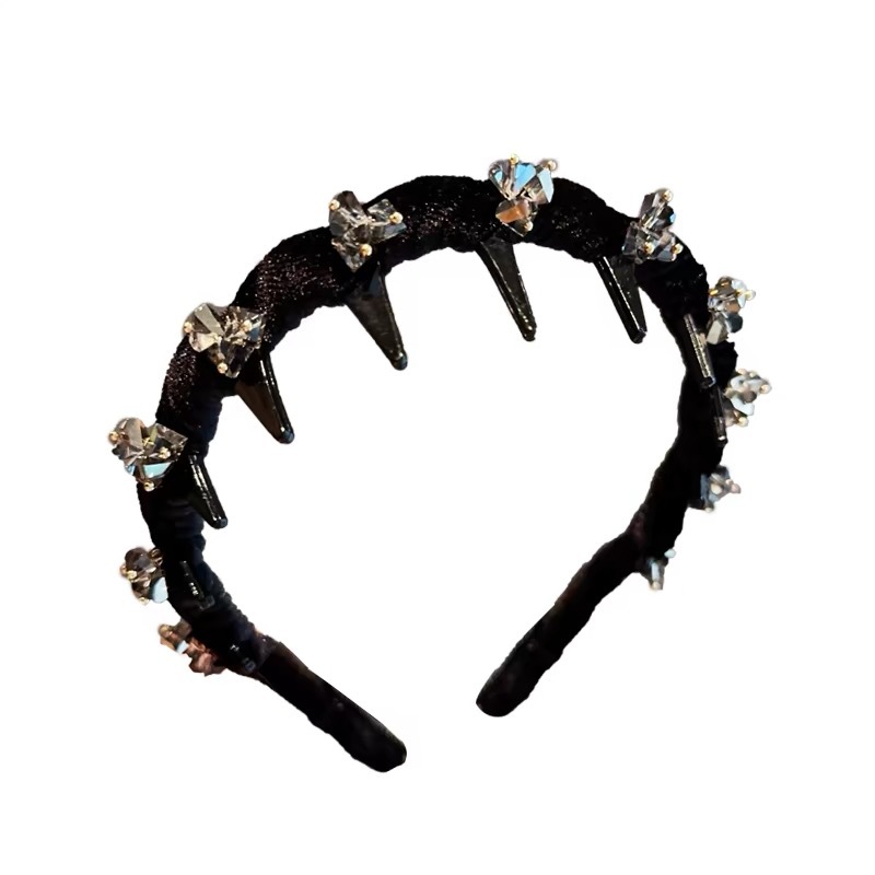 Light luxury velvet wavy hairband for women, 2025 new heavy heavy zircon high top headband, elegant and face-enhancing small hairpin Item Picture