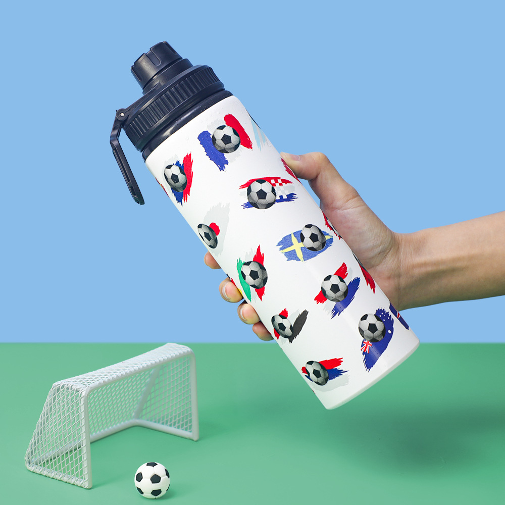 New World Cup football color-changing outdoor sports water bottle Portable stainless steel aluminum cycling fitness water bottle in stock Specification drawing