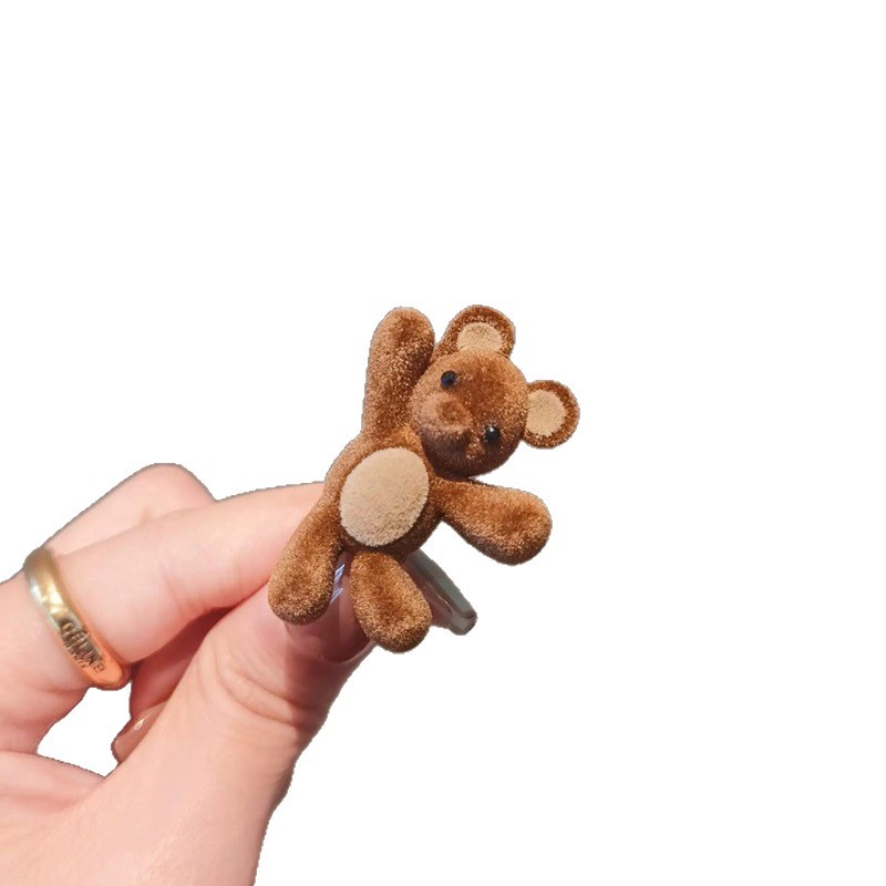 Autumn and winter flocking, waving little bear side hair clip, delicate and small side hair clip, broken hair duckbill clip, straight clip Item Picture