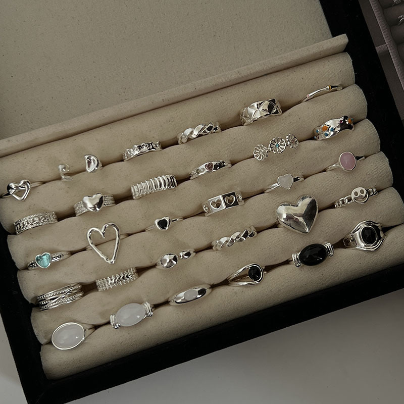 A niche retro and cold style multi-layer wound irregular ring for women on Instagram, trendy and fashionable, individual and versatile open ring Specification drawing
