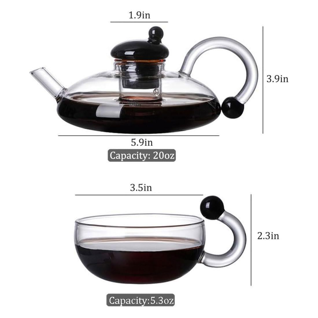 Cross-border glass teapot, heat-resistant glass tea set, household coffee pot, high borosilicate high-temperature resistant filtering teapot details Picture