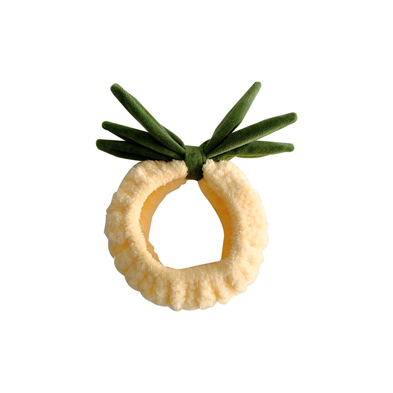 Sweet and cute pineapple for washing the face, plush hair tying, anti-slip hair band for girls to wash up and apply facial masks, and funny headband Item Picture