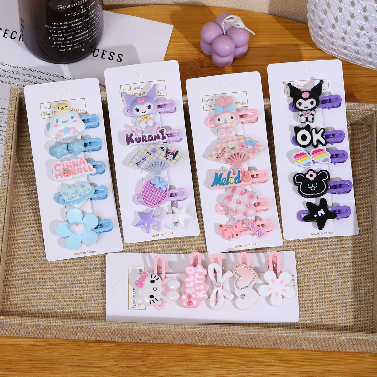Side cartoon hair clips, metal BB clips, sweet and cute hair accessories, one-line clips, bangs clips, Coolomi headwear full figure