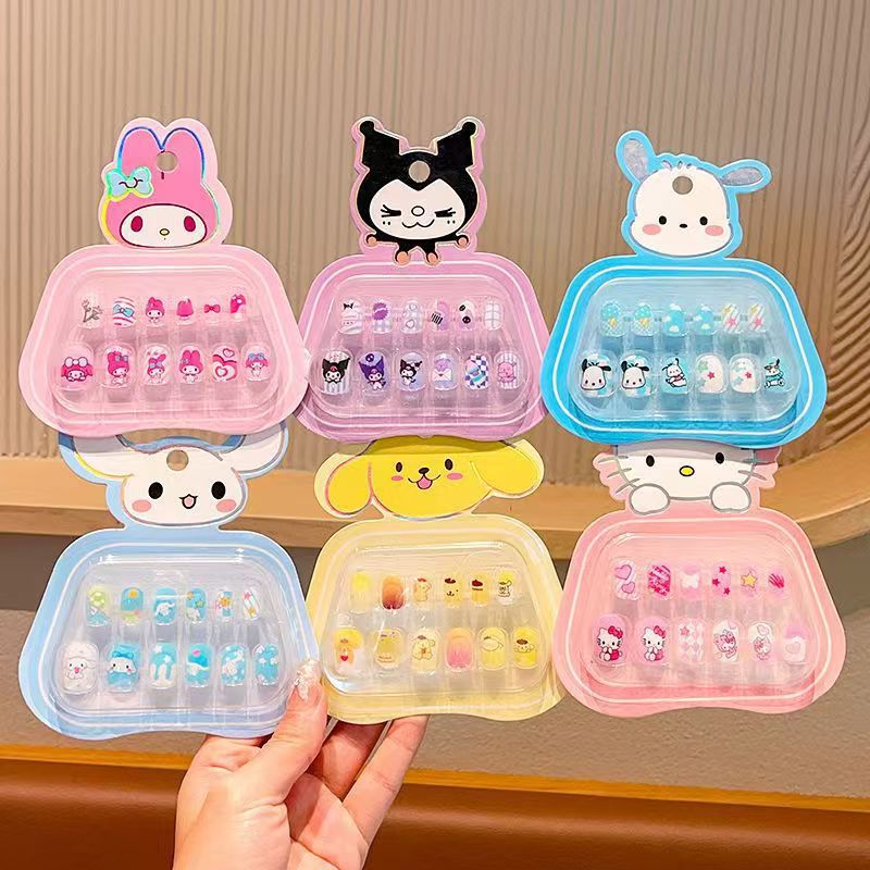 Sanrio cartoon nail stickers for children, safe and non-toxic for babies to wear nails, waterproof nail stickers for little girls full figure
