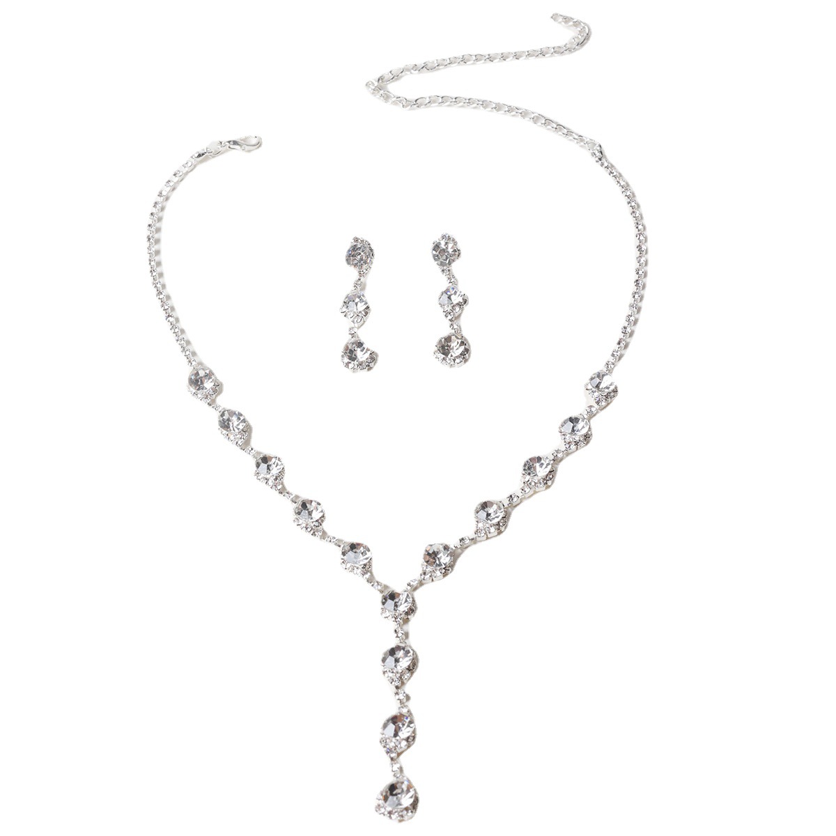 Wedding accessories: European and American fashion full-diamond two-piece set, bride's suit, necklace, earrings wholesale N5699 Item Picture