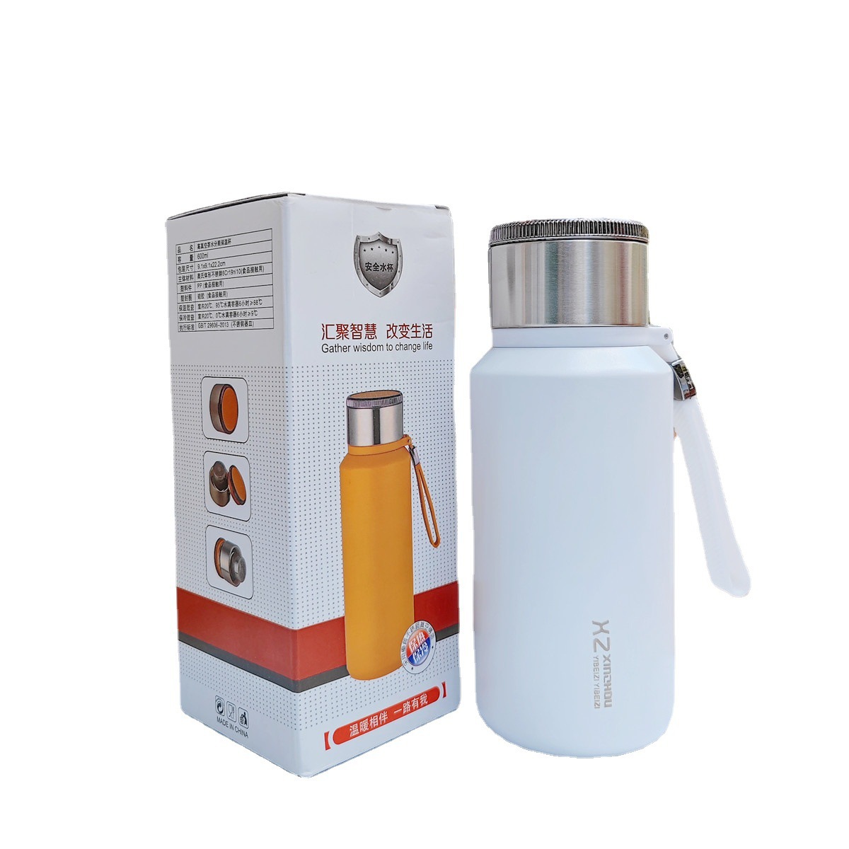 Simple and fashionable insulated cup with filter for drinking tea, student water cup, portable hand-held business stainless steel large-capacity cup Application Scenario