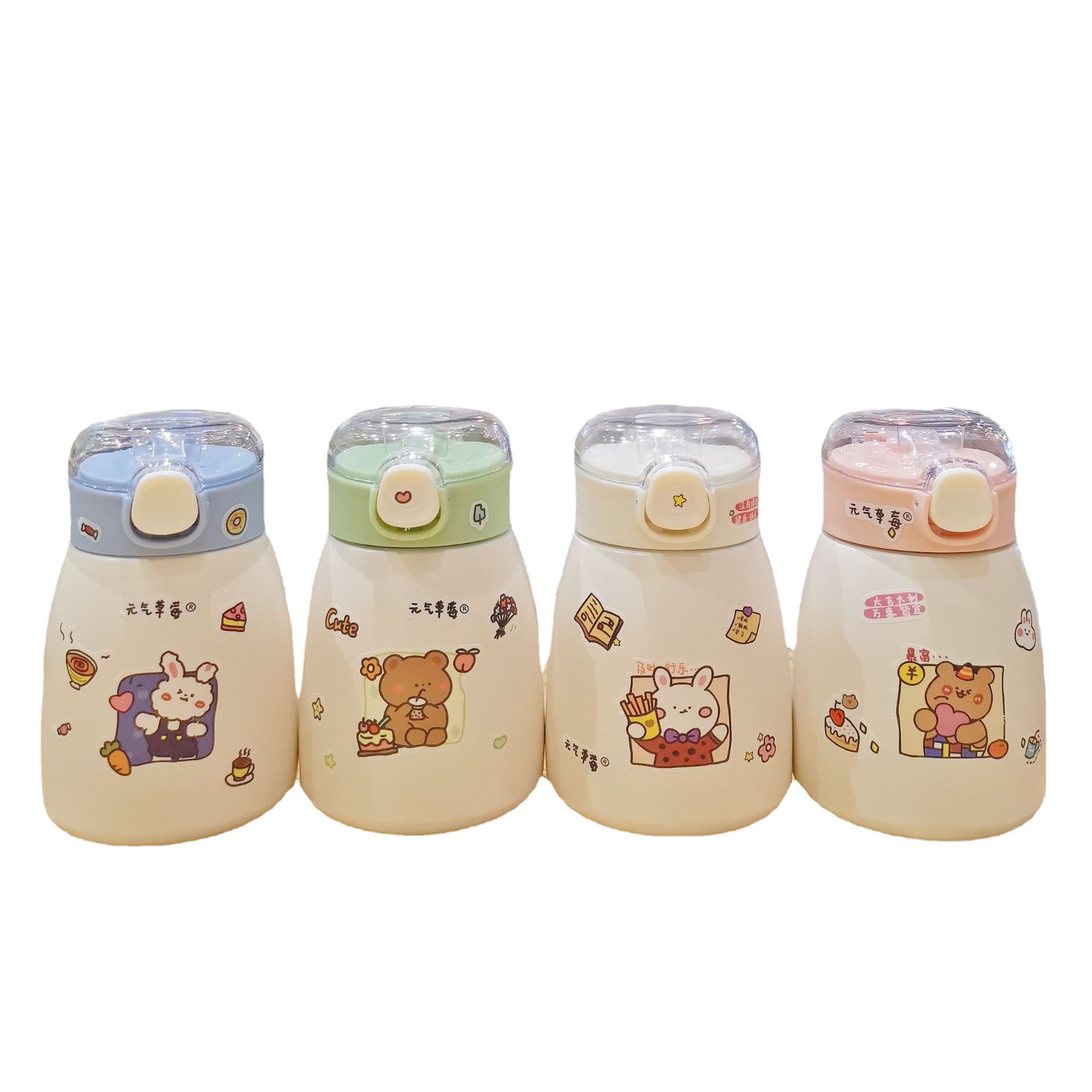 Cute insulated cup, small belly, compact and simple, portable straw cup, anti-drop, high appearance level stainless steel cup Item Picture