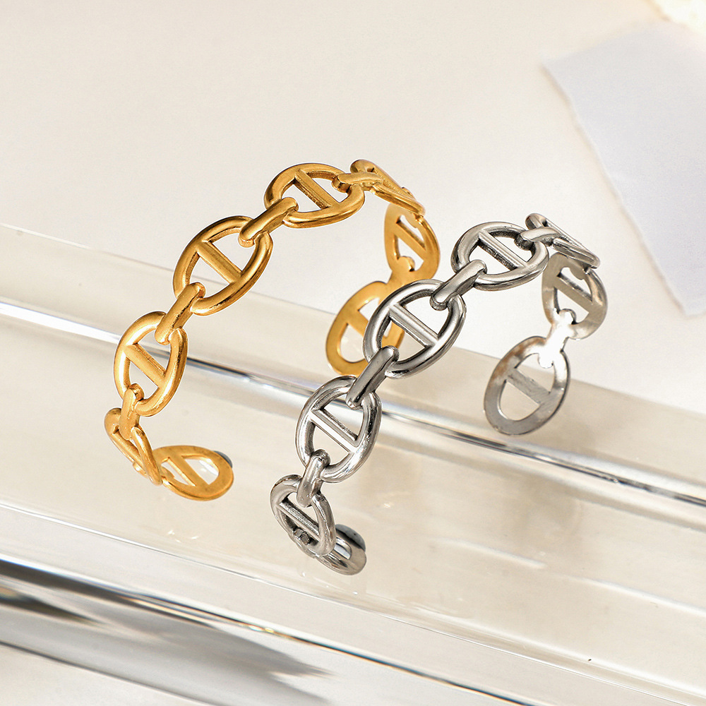 European and American export female electroplated rose gold hollowed-out chain with an opening, high-end cross-border tiktok bestseller wholesale details Picture