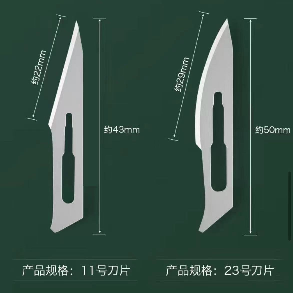 Surgical blades No. 11 and No. 23, industrial engraving blades, art design blades, film application blades, veterinary practice blades Application Scenario