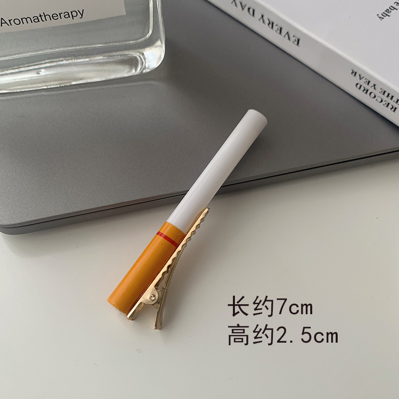 Funny and creative cigarette hairpins, female personality and fun simulation cigarette butts, duckbill clips, side bangs clips, hairpins and headwear Specification drawing