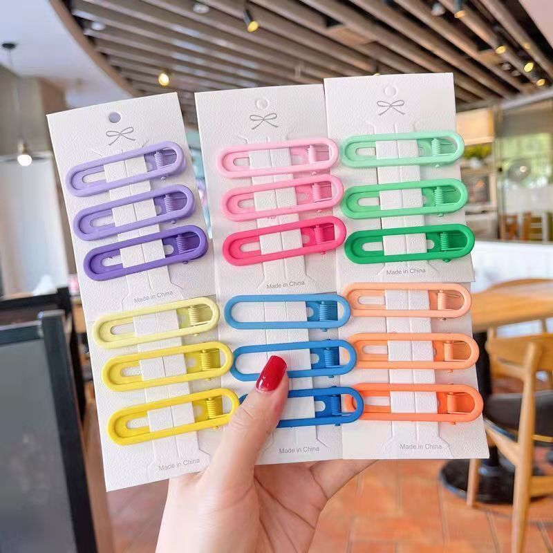 Candy-colored hair clips, Korean Instagram side clips, duckbill clips, bangs, one-line clips, colorful small clips, hair clips and headwear full figure
