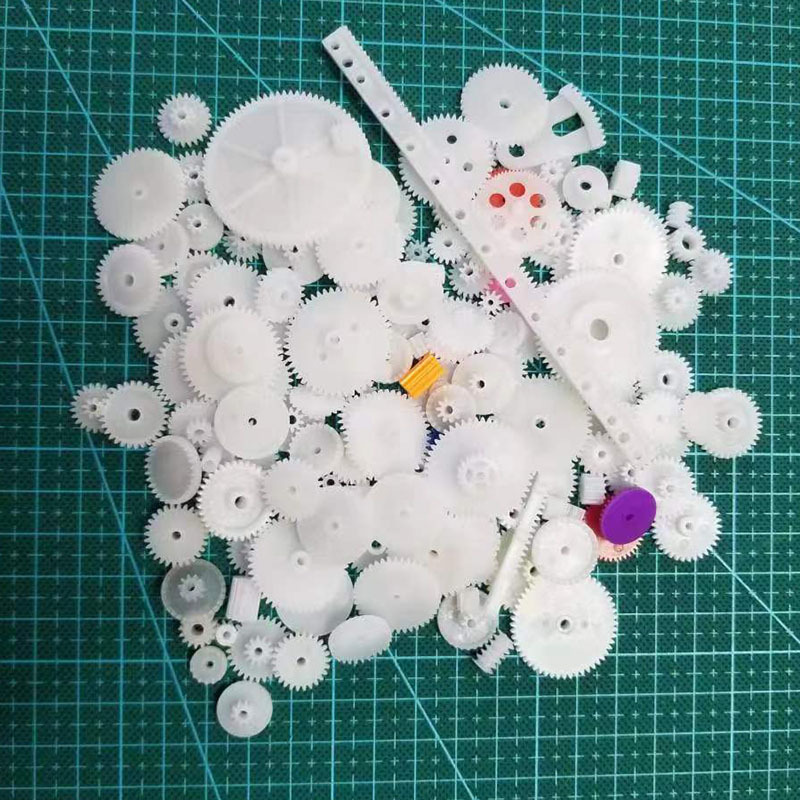 157 types of gear packs, 0.5 module toy accessories, main shaft, single-layer, double-layer, double-coupled reduction gears, crown teeth, mixed installation Application Scenario