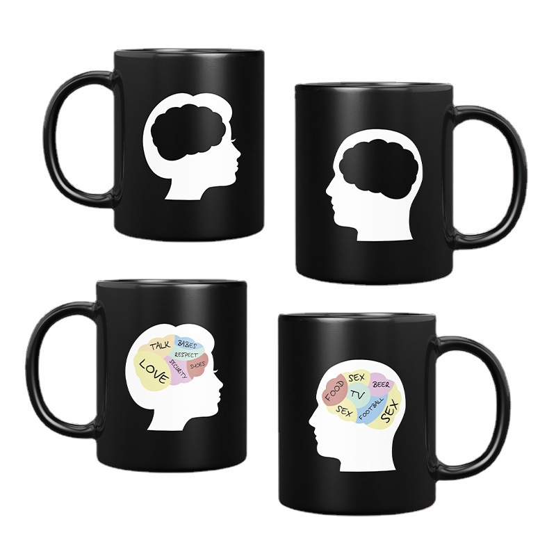 Cool light bulbs that change color when heated, ceramic mugs, coffee cups, oat large-capacity ceramic mugs Item Picture