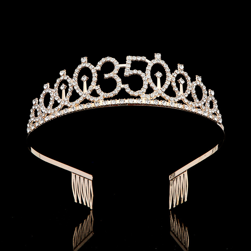 Birthday party digital crown hair band, light luxury water diamond hair accessory, first birthday digital birthday hair band, birthday cake decoration Application Scenario