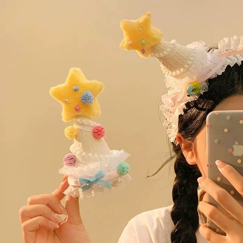 Cute star hat headband, birthday party photo headband, Lolita hairpin, hair clip, top clip, hair accessory, head accessory details Picture
