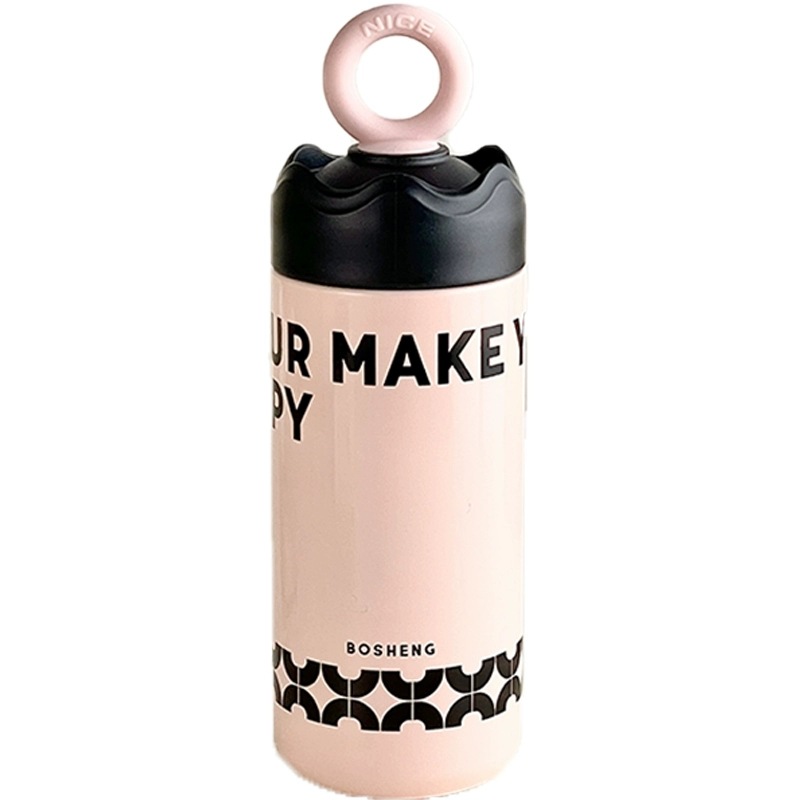 Creative girls' small insulated cup, mini simple letter student water cup, portable hand-held stainless steel pocket cup Item Picture