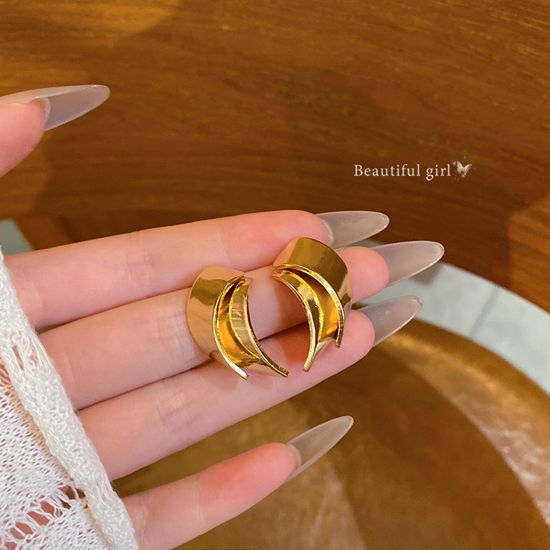New cross-border metal earrings from Europe and America, a unique and versatile accessory for women with a cold and cool style. Spiral stud earrings, a high-end and elegant ear accessory full figure