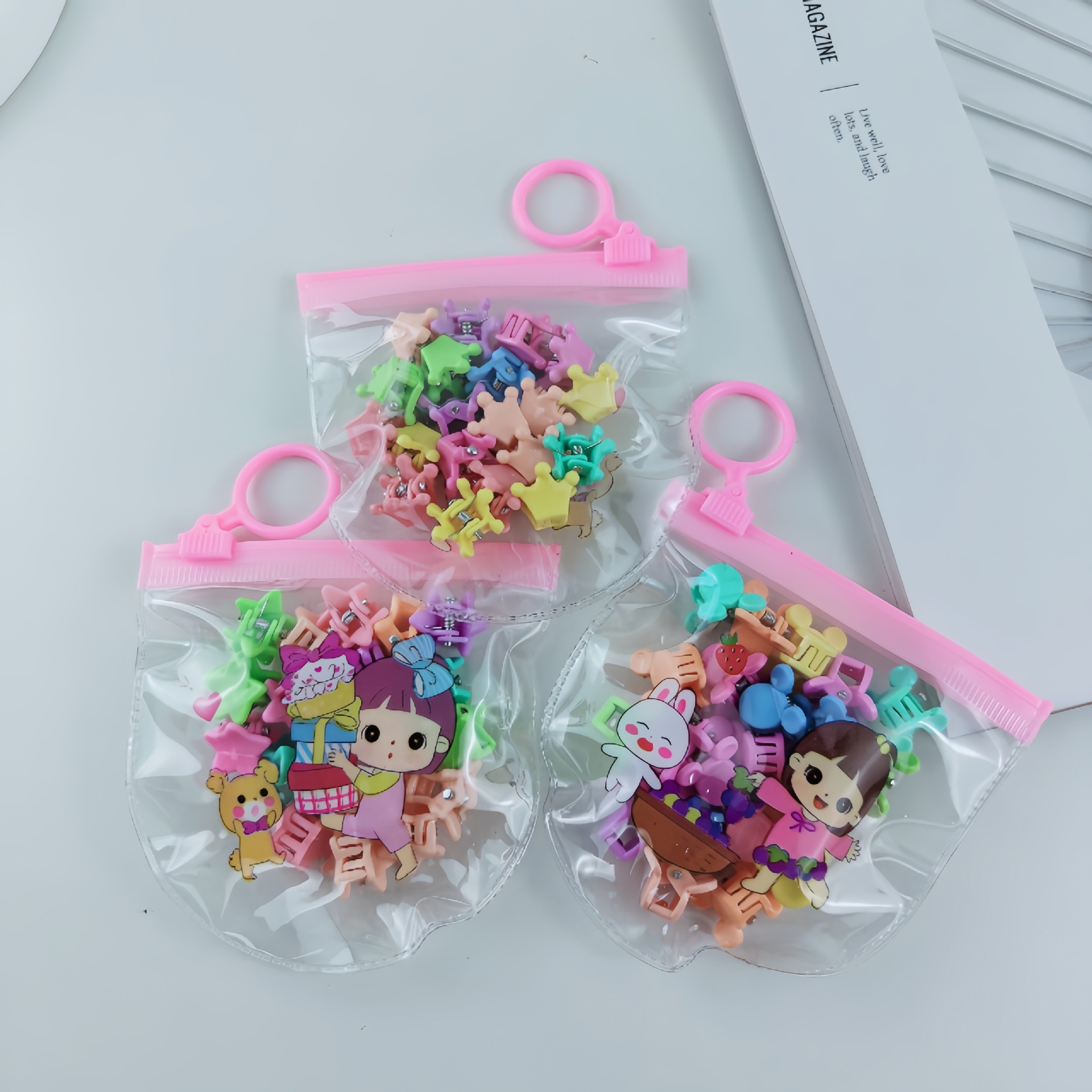 20 bagged small grab clips, mini and exquisite small side hair clips, candy-colored broken hair clips, small flower and colorful bangs clips Specification drawing
