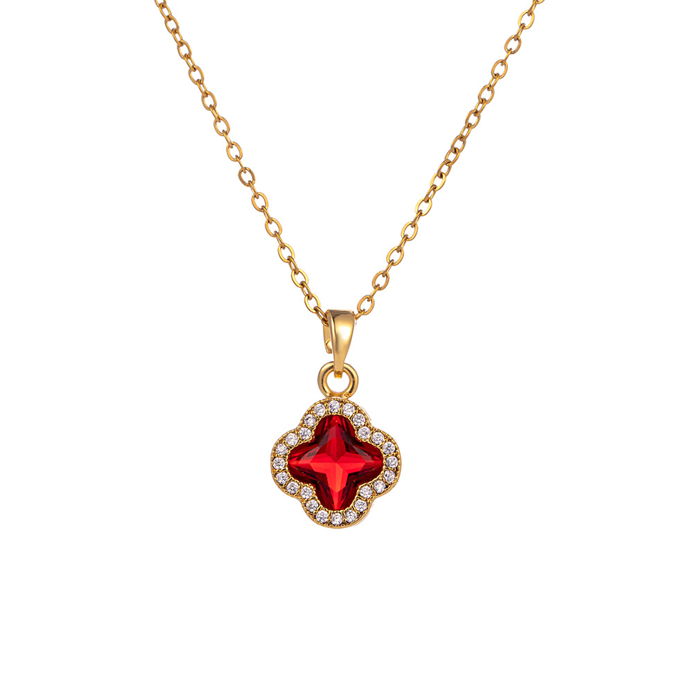 Korean InS-style, individualistic, full-diamond four-leaf clover girl, niche, light luxury, exquisite zircon collarbone chain, versatile and high-end accessory Item Picture