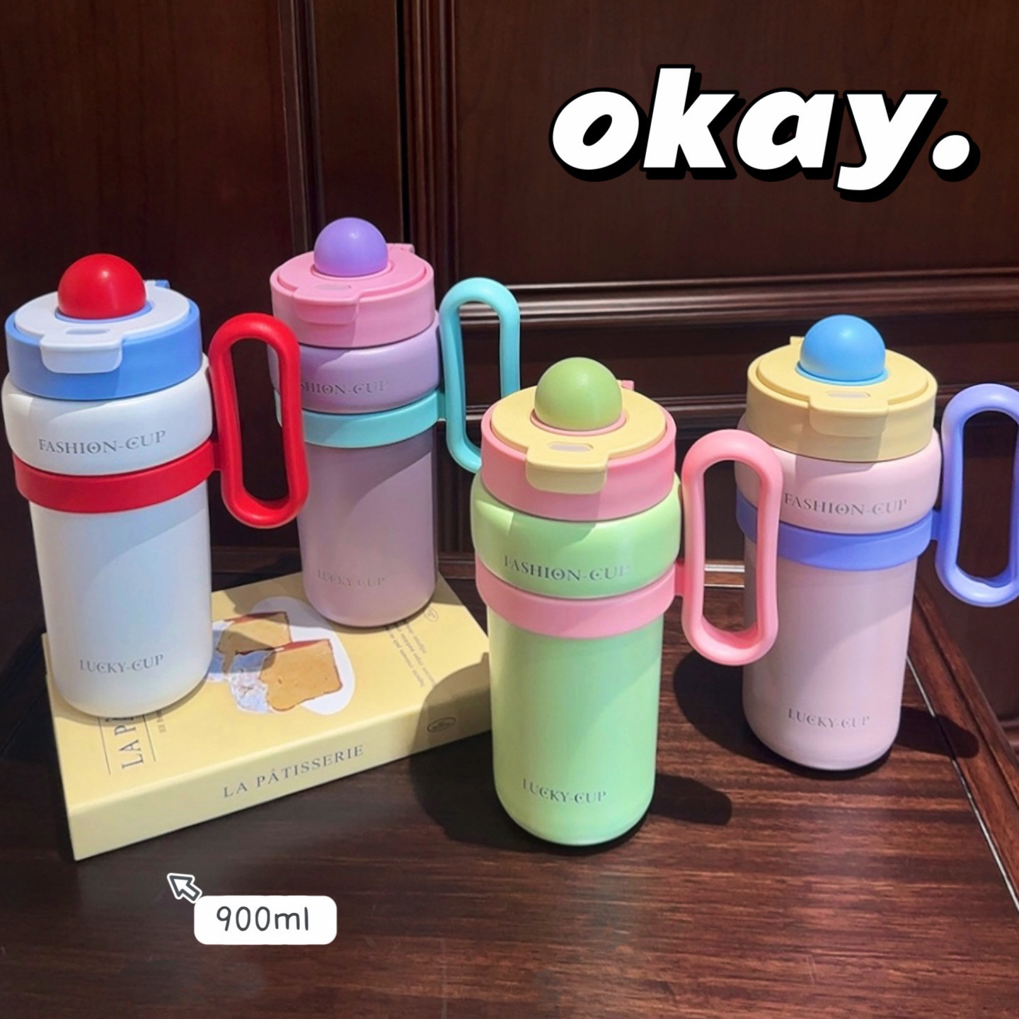 Large-capacity dopamine ice cup, office and home handle insulated cup, portable stainless steel, high appearance level, double drinking cup details Picture