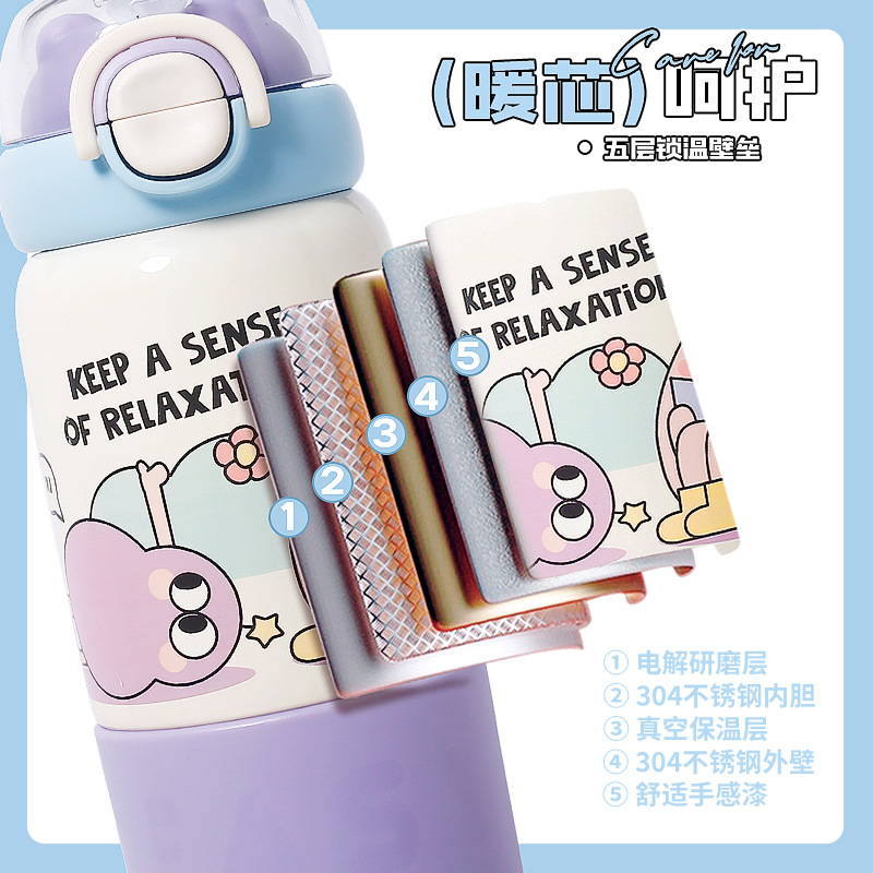 Household 304 stainless steel insulated cup for girls, children and students, high appearance level water cup, portable anti-drop Yongkang cup Specification drawing