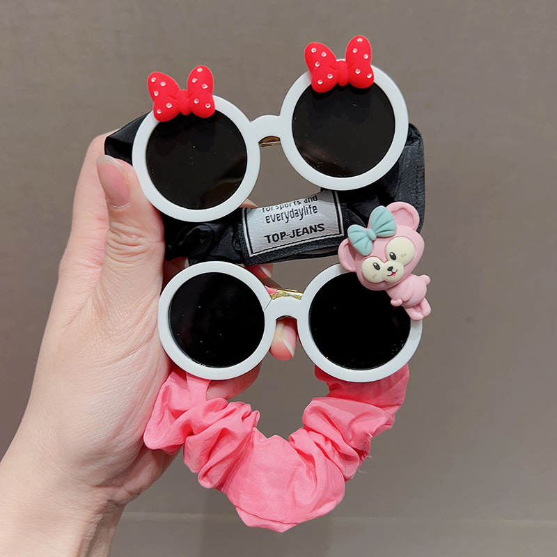Children's sunglasses, hair bands, glasses, rubber bands, large intestine bands, elegant baby, little girl, no damage to hair bands, high-elastic ponytail hair bands details Picture