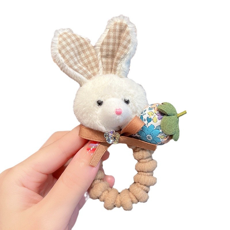 Cute plush rabbit, little bear, children's hair band, sweet little girl, high elastic elastic band, baby won't damage the hair tie Item Picture