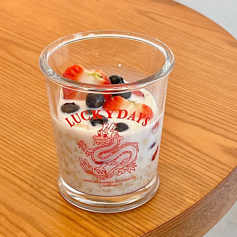 Boli Mei InS-style couple's Dragon Year water Cup, Glass cup, cold brew coffee cup, breakfast milk cup, best friend cup Specification drawing