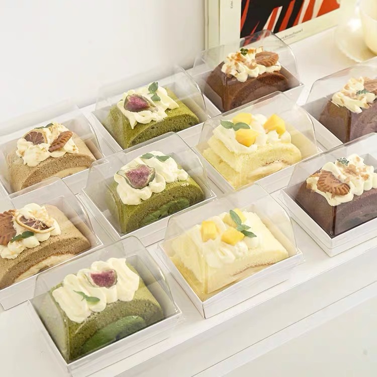 Internet-famous cotton quilt roll packing box, cake roll, towel roll box, mousse cut pieces, dessert box, cut pieces, cake packaging box Specification drawing