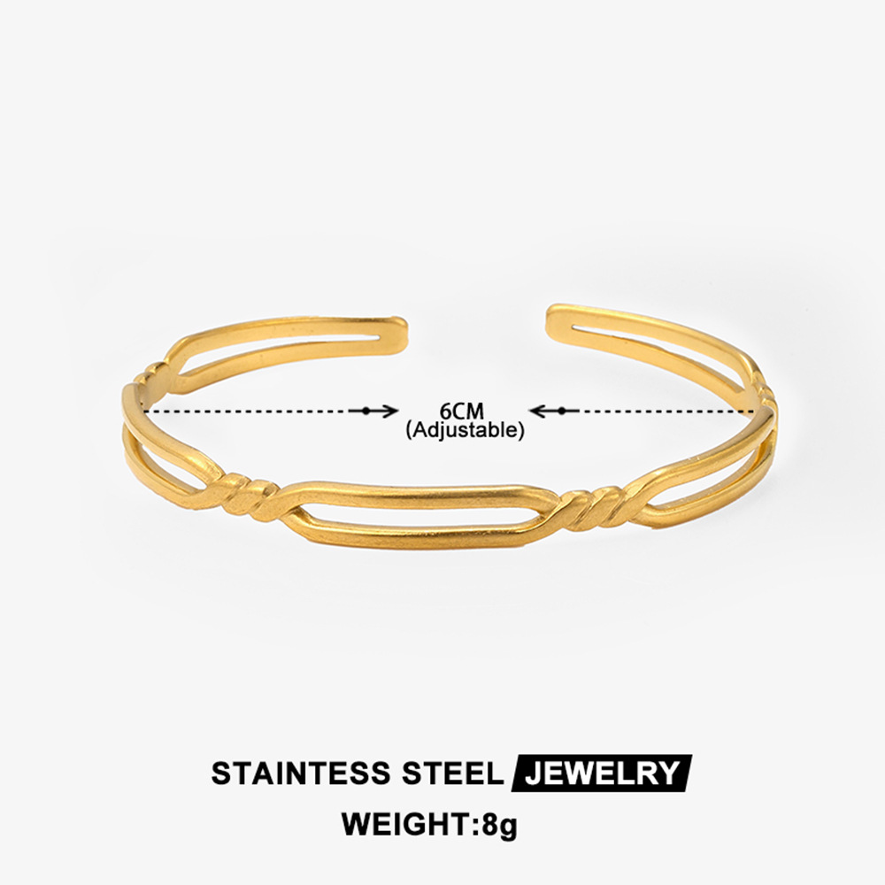 New European and American cross-border bracelet with a retro twist pattern, electroplated gold plating, open mouth, high-end ladies, niche and hot-selling wholesale style Item Picture