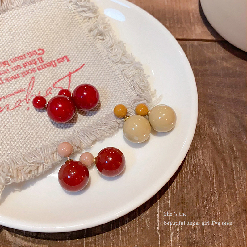 Autumn and winter dual-color pearl stud earrings for women, a new bestseller in 2025, exuding a sense of high-end elegance and unique personality Specification drawing