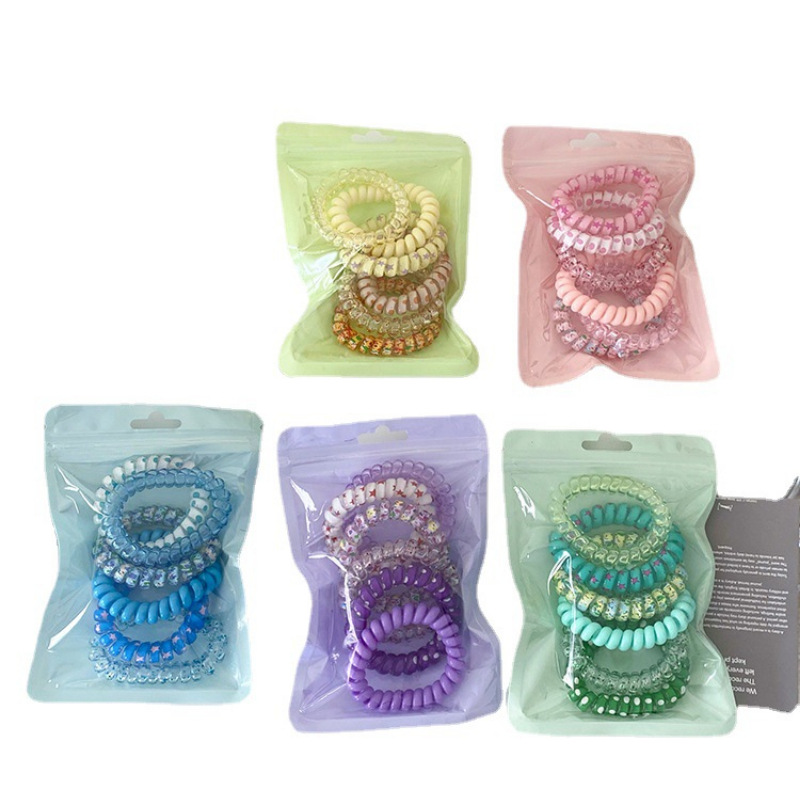 Summer dopamine candy-colored telephone line hair band, simple hair tie, basic hair tie, high elasticity, durable and new Item Picture