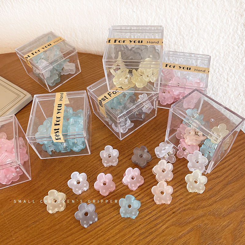 Cute mini jelly-colored frosted flower pinch, side clip for women's bangs, baby hairpin Specification drawing