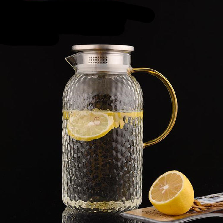Hammer-patterned large-capacity cold water kettle, heat-resistant glass cold water kettle, juice kettle, household cold boiled water kettle details Picture