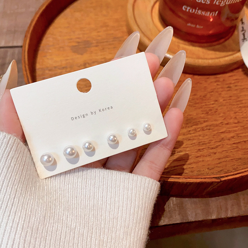 S925 Silver Needle Simple Round pearl Stud Mini Set for Women, ear Piercing earrings, a must-have earpiece trend in 2025 full figure