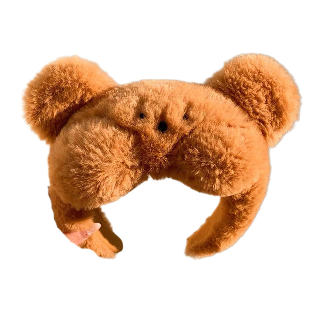 The same cute plush hairband as on Xiaohongshu for taking photos, washing your face and applying facial masks. The headband is a high head accessory for the bear and Rabbit couple Item Picture