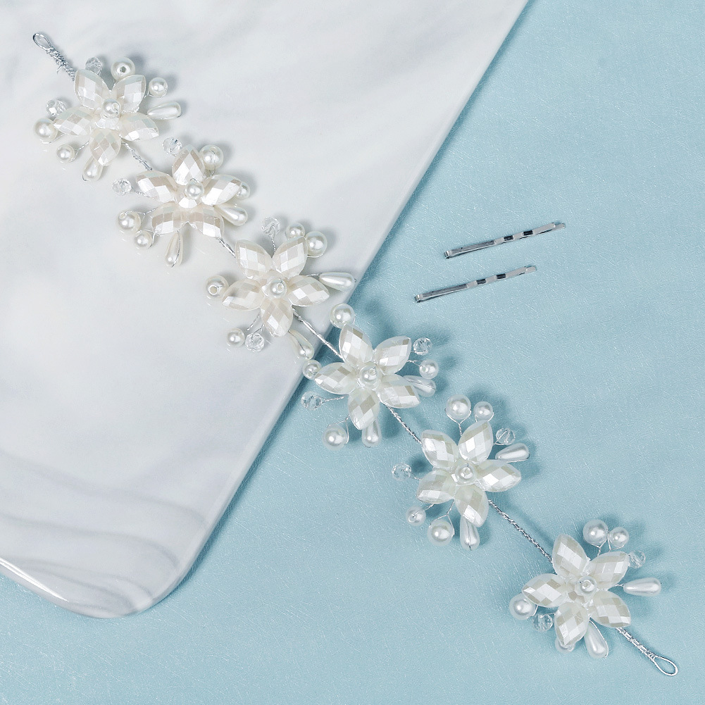 Bride accessories, bridesmaid hair bands, handcrafted pearl headbands, children's photography photo hair accessories, acrylic flower hair bands Specification drawing
