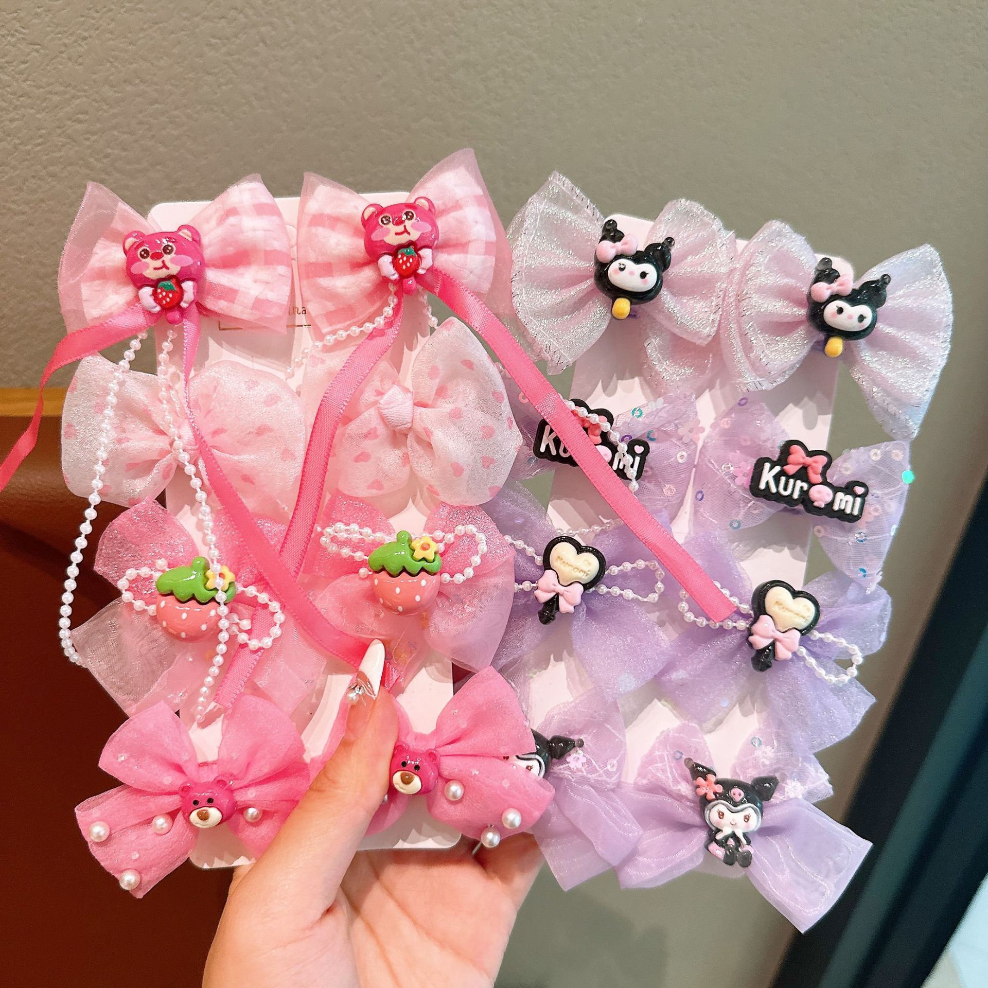 Children's hair clips, sweet princess bow, gauze clips, girl flower side hair clips, baby set hair accessories details Picture