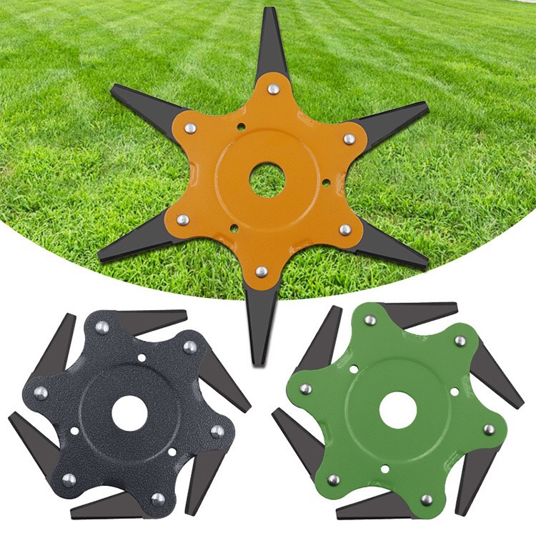 New toothed lawn mower blade, six-blade grass cutter head, six-blade cyclone blade, agricultural weeding machine parts full figure