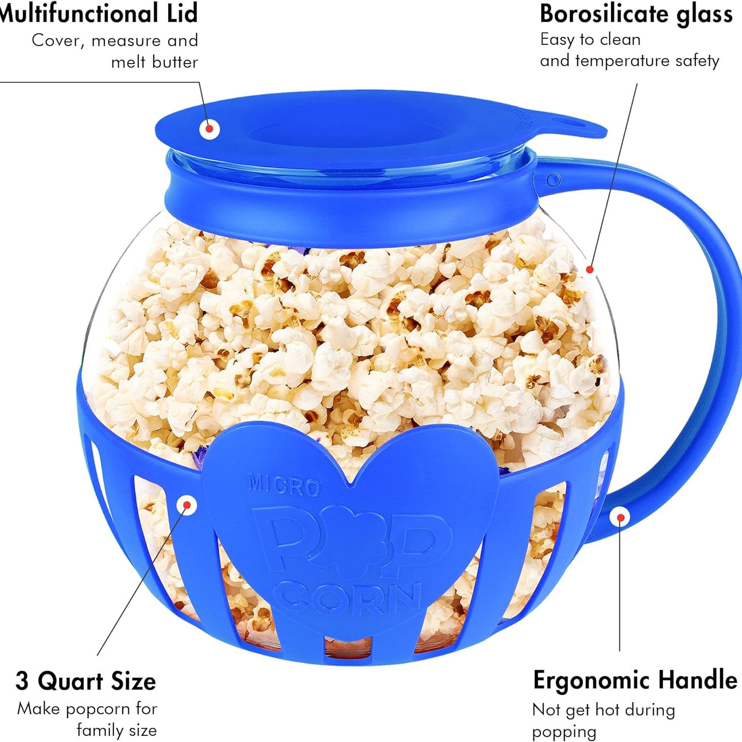 Cross-border bestsellers: Microwave oven, Micro-Pop popcorn pot, glass and plastic casing, dishwasher, 2.25qt self-bursting machine Specification drawing
