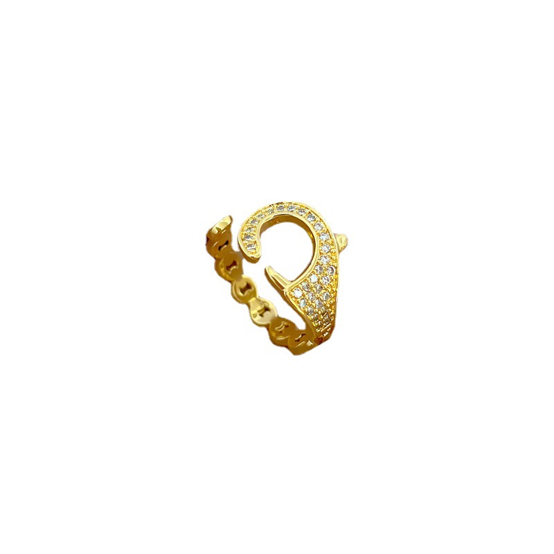 【 Real Gold 】 Personalized micro-set ring for women, adjustable opening ring accessory, the same style of Douyin as the popular online accessory Item Picture